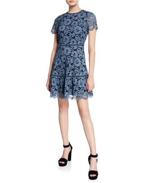 cheap michael michael kors floral lace cap sleeve fit-and-flare dress|michael kors woman.